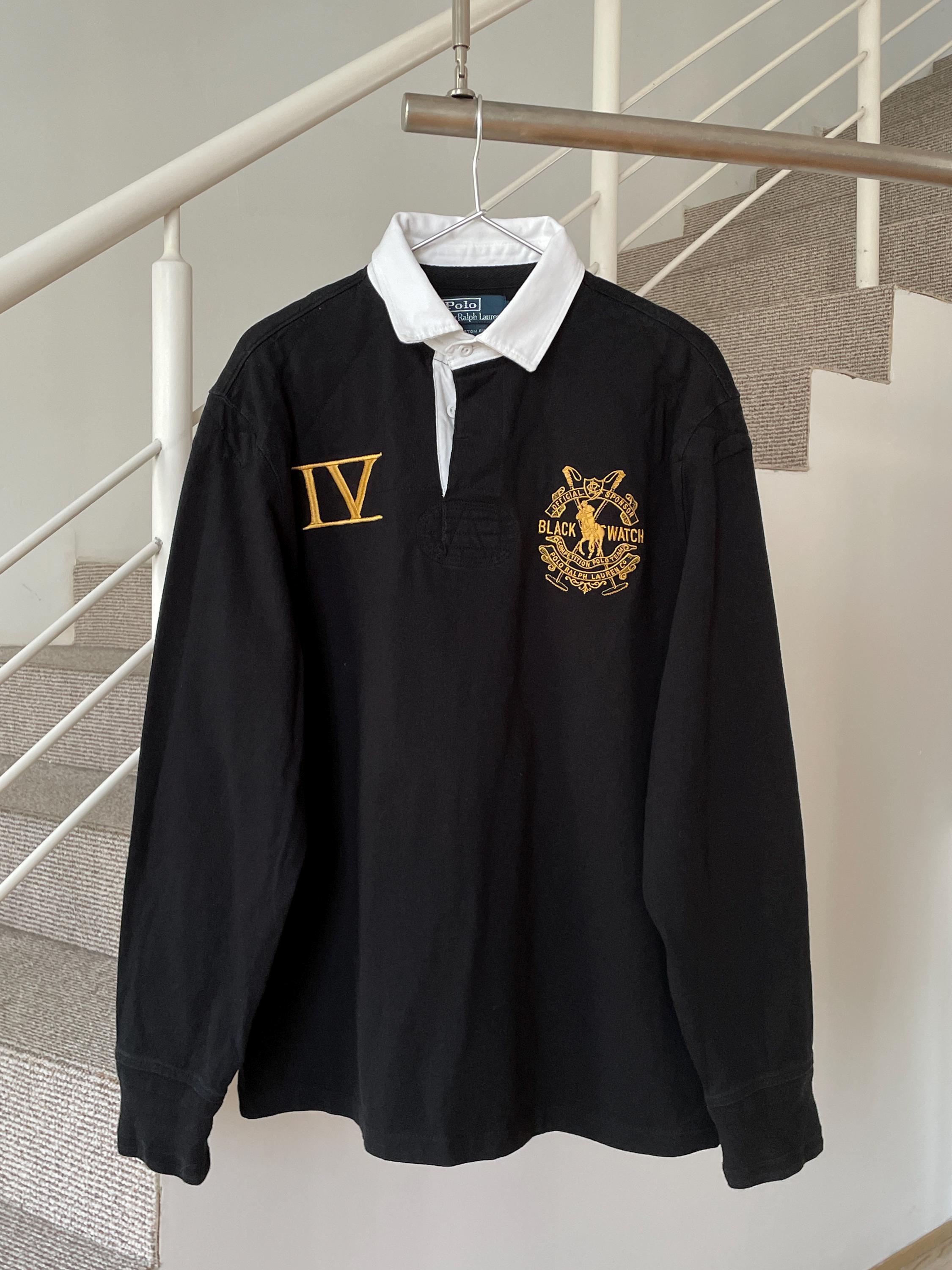 Mens POLO RALPH LAUREN Black Watch Rugby Shirt Solid Long Sleeve Tee T Shirt Top Sweatshirt Vintage 90s Size L Etsy