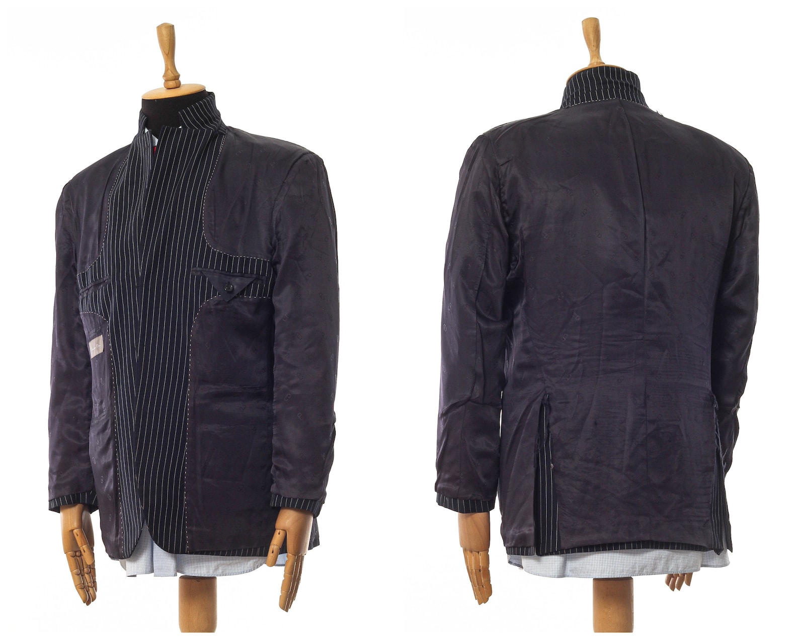 Mens CHRISTIAN DIOR Blazer Coat Jacket Wool Striped Navy Blue Etsy