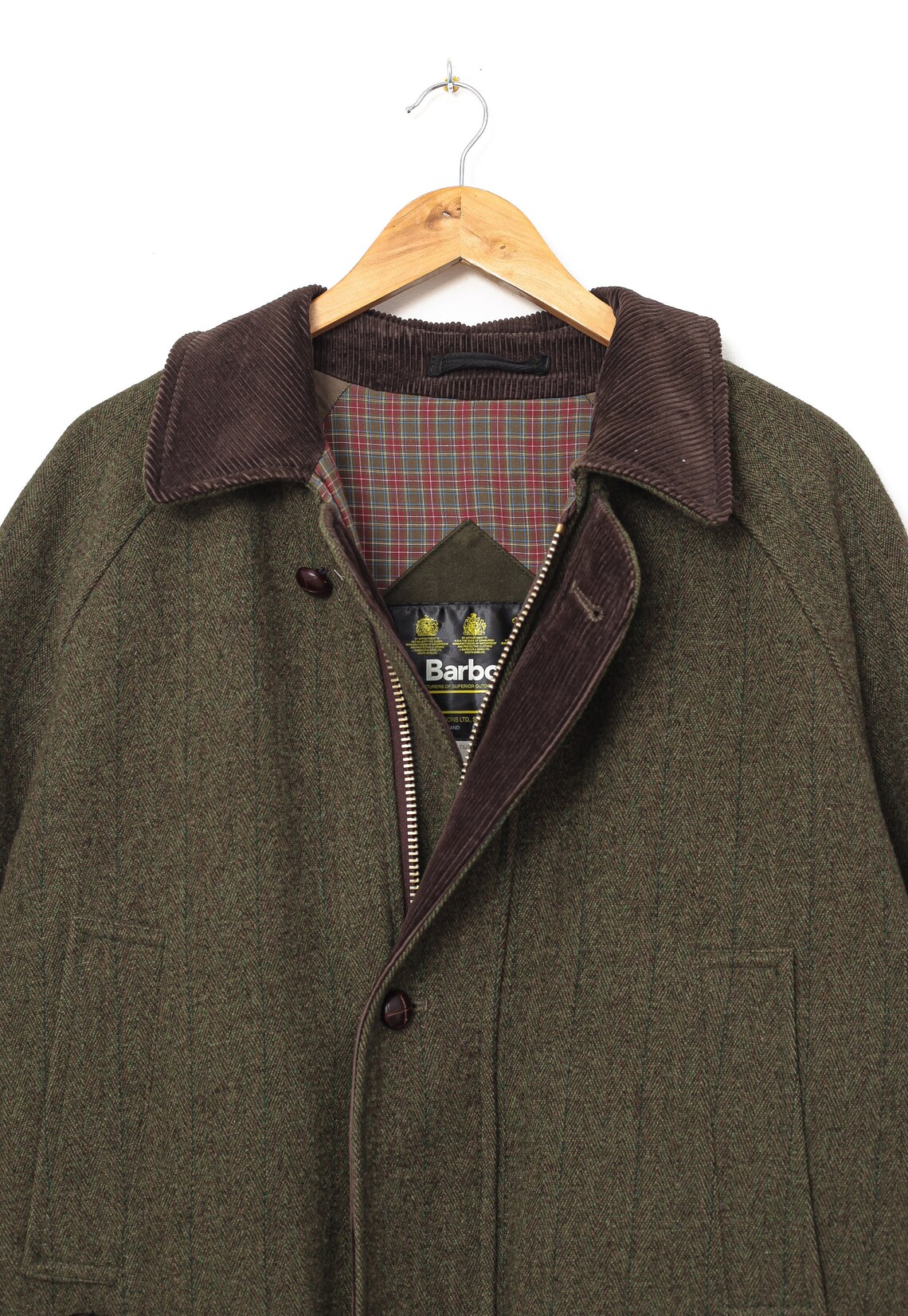 Vintage Mens BARBOUR Derby Tweed Jacket Coat Wool Plaid Green Etsy