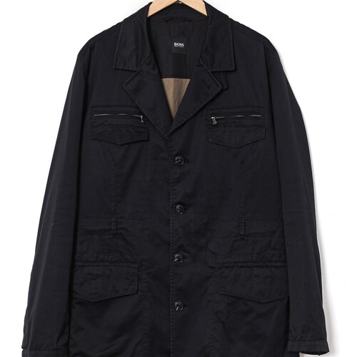 Mens shops HUGO BOSS Over Coat Short Jacket Cotton Black Size 46 56