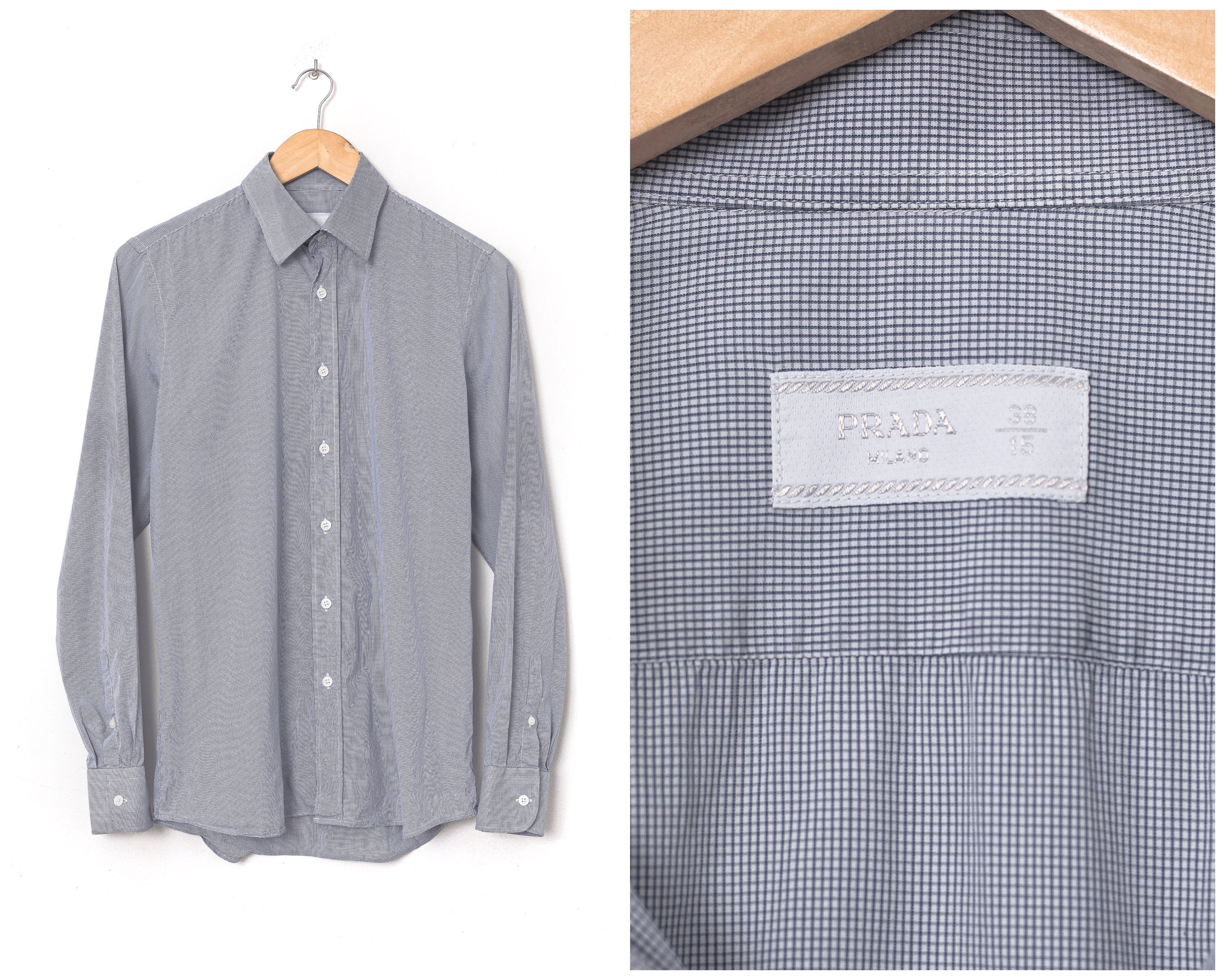 Vintage Mens PRADA Shirt Long Sleeve Blue Size 38/15 M | Etsy