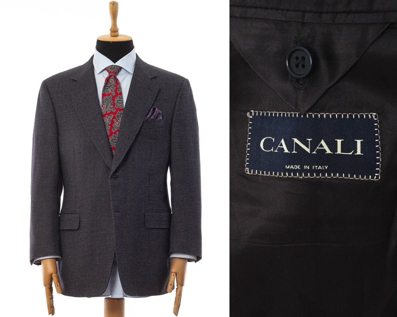 Mens CANALI Blazer Coat Jacket Wool Herringbone Grey Size 44 54