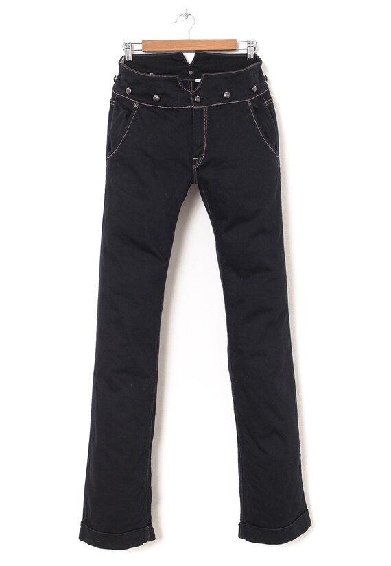 Women's EVISU Jeans Denim Pants Black 