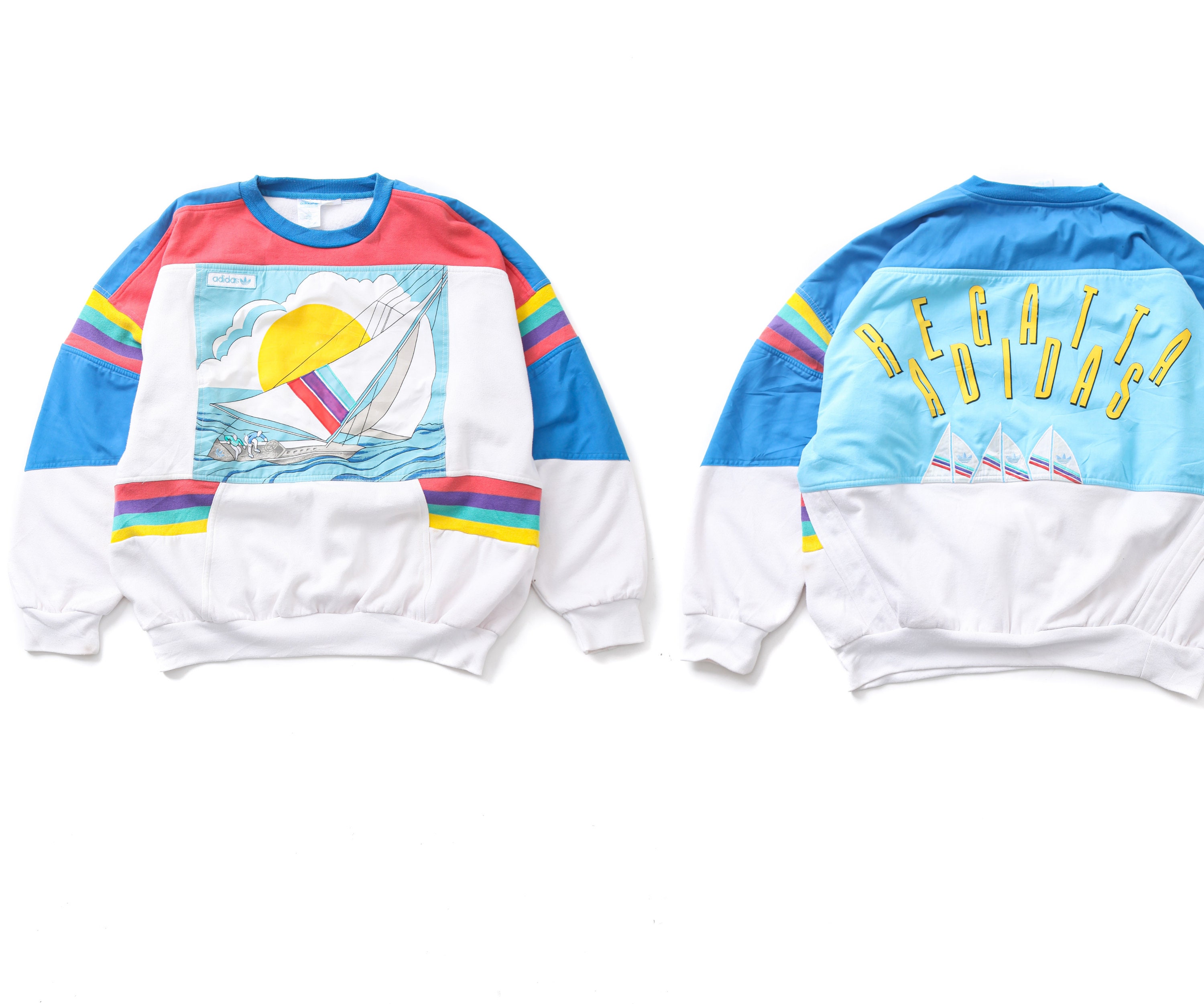 80s Vintage Hombre ADIDAS Regata de Vela Sudadera Tripulacion Cuello Talla L Etsy Espana