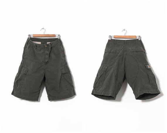 Vintage Mens CARHARTT Bermuda Cargo Shorts Green S