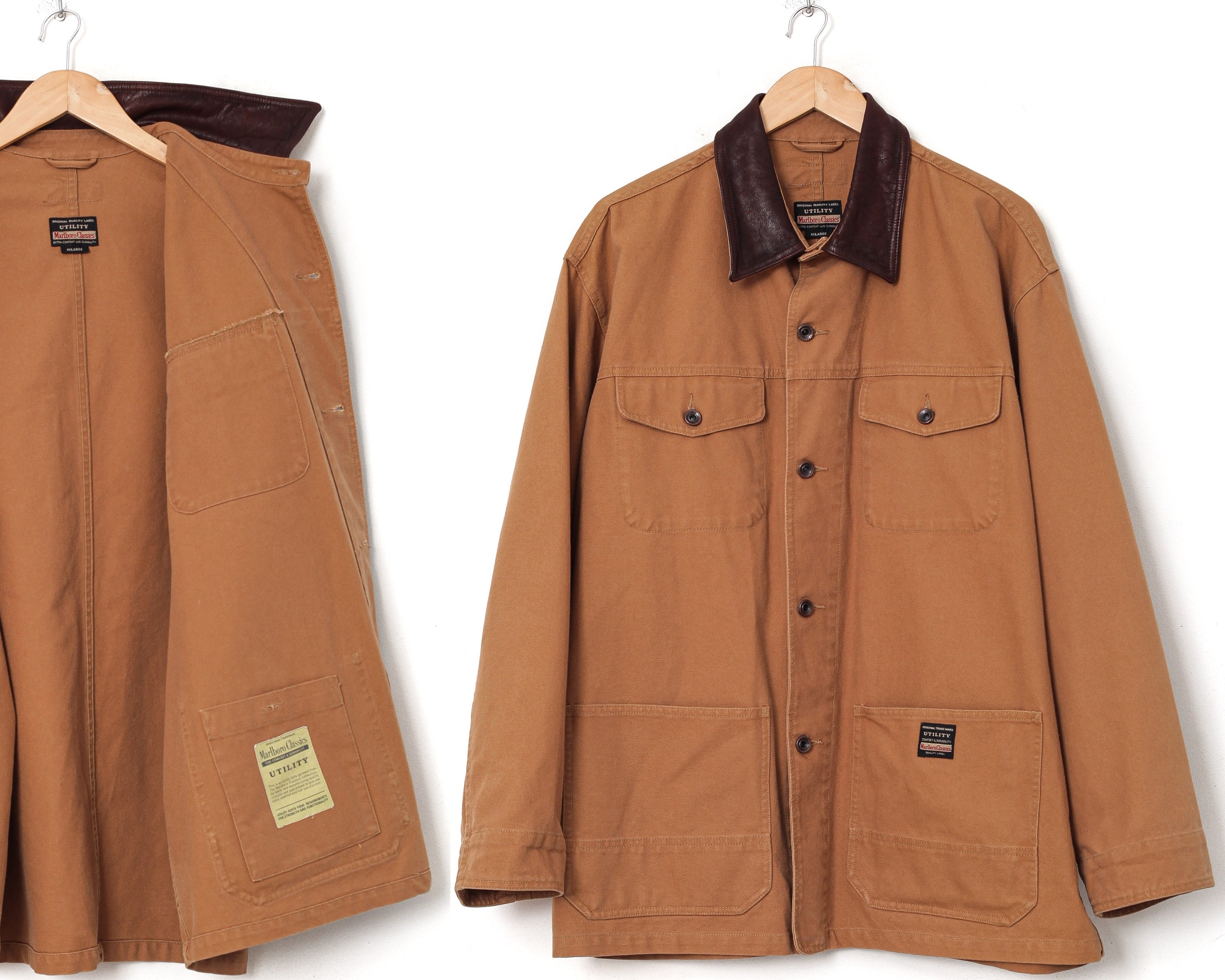 Marlboro Classics MARLBORO CLASSICS Beige Coat Size XL Mens Cotton Nylon Button Up Lined Jacket 