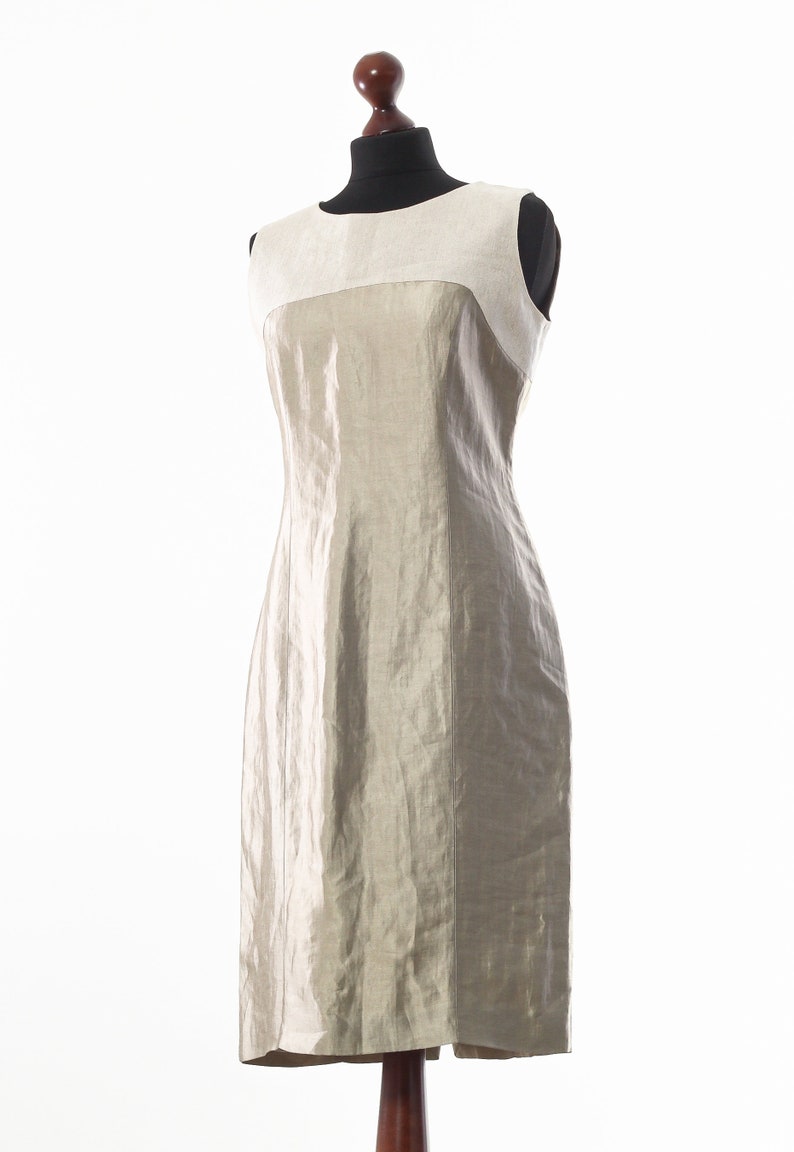 Women/'s ETRO Silk Linen Sleeveless Top Dress Beige Size US 8 UK 12