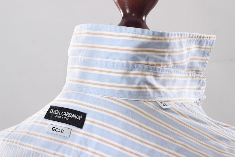 Vintage Mens DOLCE /& GABBANA Gold Stripes Long Sleeve Casual Shirt Size S