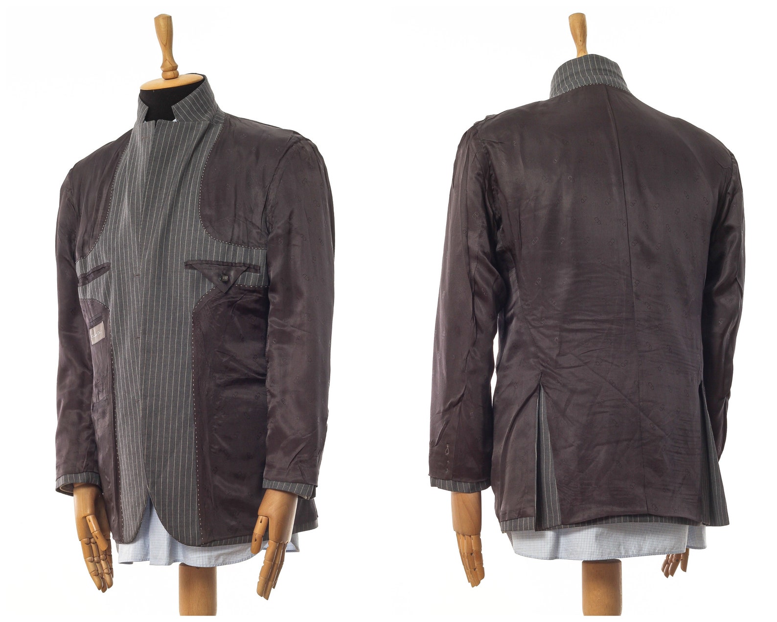 Mens CHRISTIAN DIOR Blazer Coat Jacket Wool Striped Grey Size Etsy