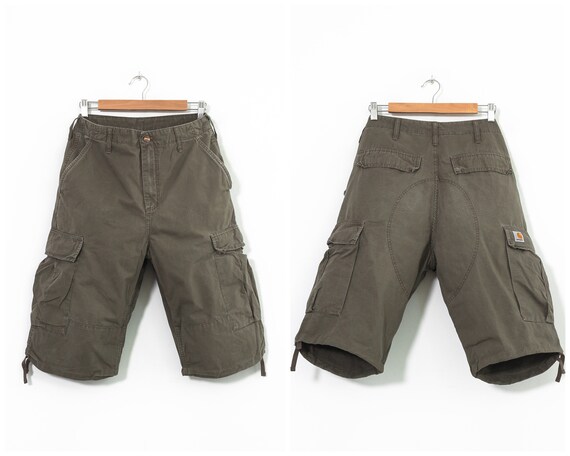 Vintage CARHARTT Bermuda Cargo Shorts Green Size 3