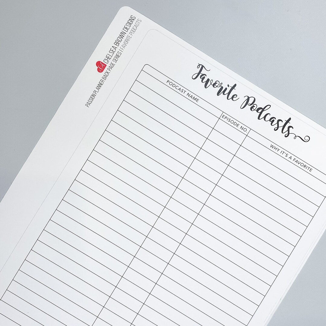 Favorite Podcasts Podcast Tracker Bookcase Passion Etsy