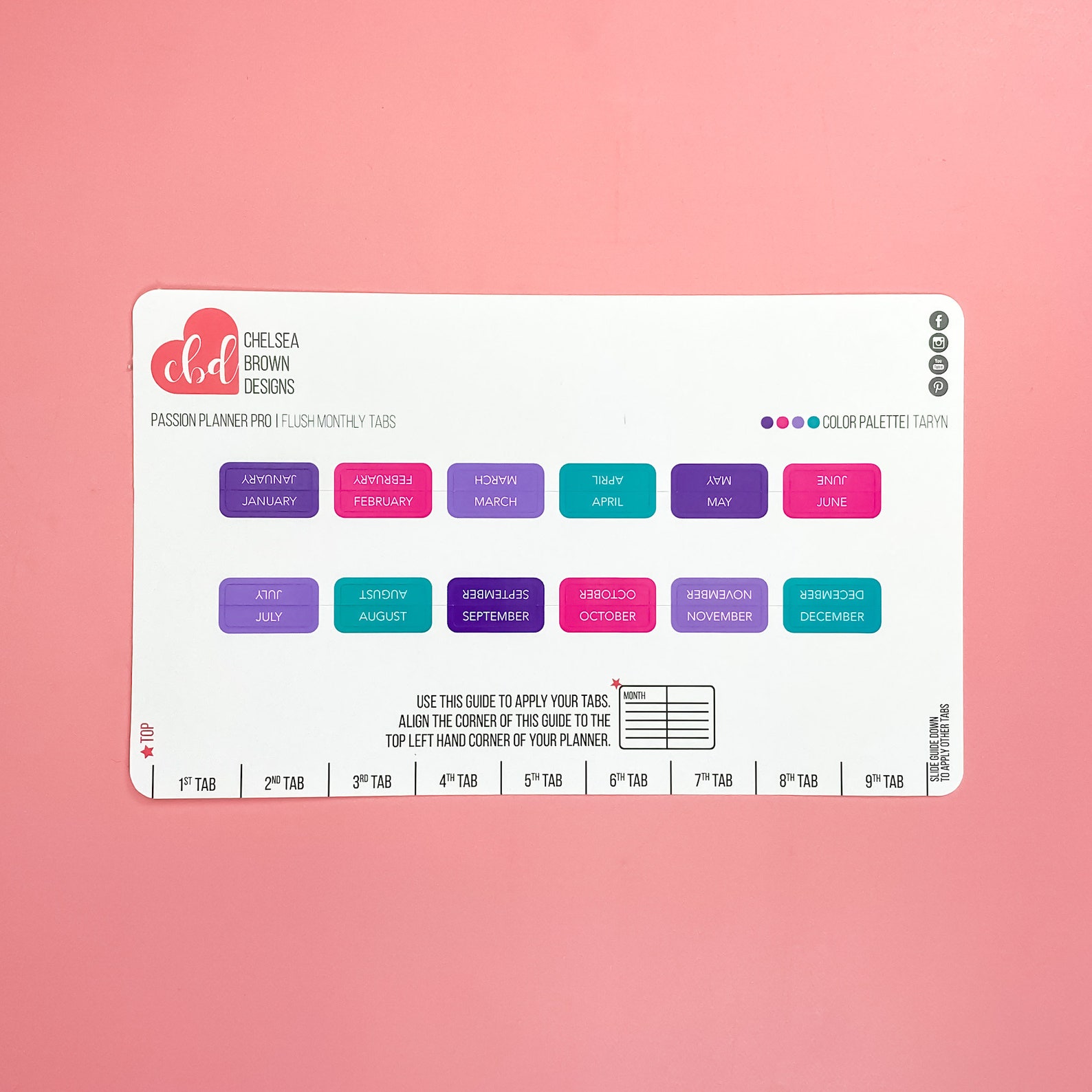Flush Monthly Tabs Multicolor Palette Passion Planner Etsy