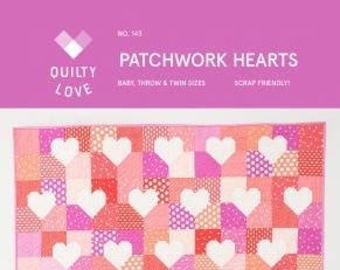 Patchwork Hearts Quilt Pattern by Quilty Love- 3 Sizes Included, Precut ...