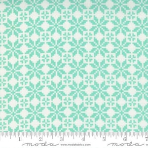 Merry Little Christmas Christmas Sweater Cream Aqua by Bonnie & Camille from Moda