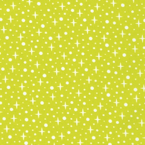 May include: A seamless pattern featuring white stars and circles on a bright yellow background.