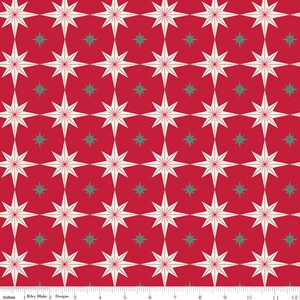 Merry Little Christmas Starbursts Red by My Mind&#39;s Eye for Riley Blake Designs