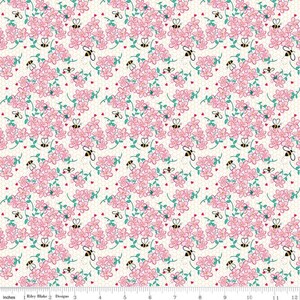 Mint for You Floral White Sparkle by Melissa Mortenson for Riley Blake Designs- END OF BOLT