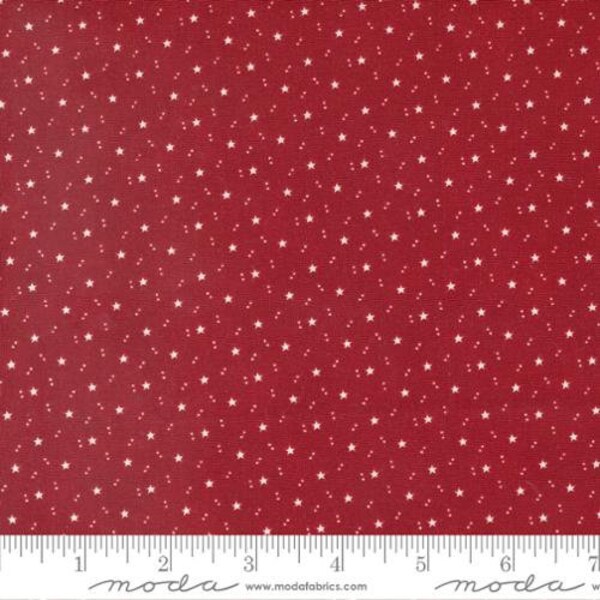 American Gatherings II Space Star Heart Red by Primitive Gatherings for Moda Fabrics