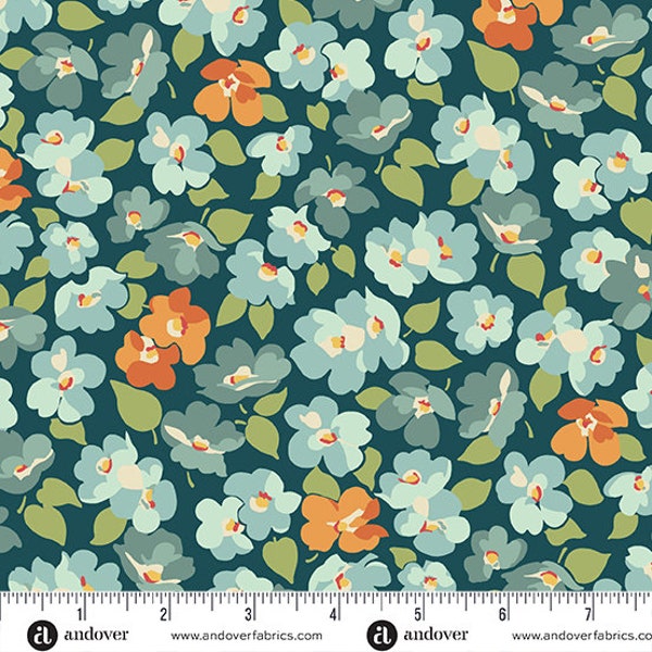 Flower Box Dogwood Peacock by Renee Nanneman for Andover Fabrics