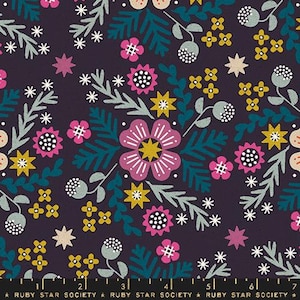 Pivot Wildflower Linen Canvas in Eggplant Pivot Wildflower Linen Canvas in Eggplant