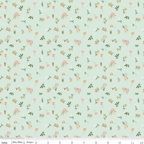 Wild and Free Flower Toss Mint by Gracey Larson for Riley Blake