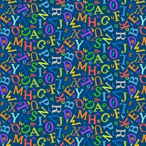 Animal Kingdom Alphabet Letters Dark Blue by Diane Neukirch for Clothworks