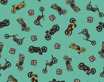Route 66 Bikes Seaglass by Anderson Design Group For Riley Blake Fabrics