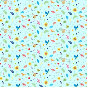 Animal Kingdom Mini Motifs Light Blue by Diane Neukirch for Clothworks