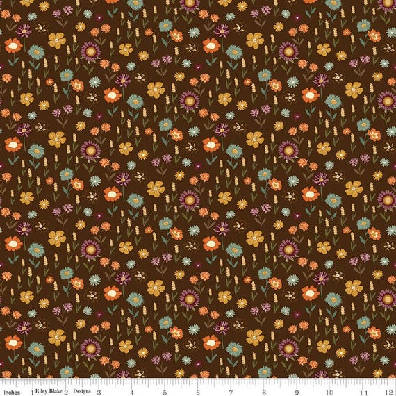 The Awe of Autumn Floral Brown by Sandy Gervais for Riley Blake Fabrics