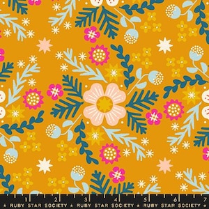 Pivot Wildflower Linen Canvas in Goldenrod Pivot Wildflower Linen Canvas in Goldenrod