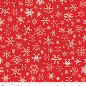 Peace on Earth Snowflakes Red by My Mind&#39;s Eye for Riley Blake Designs