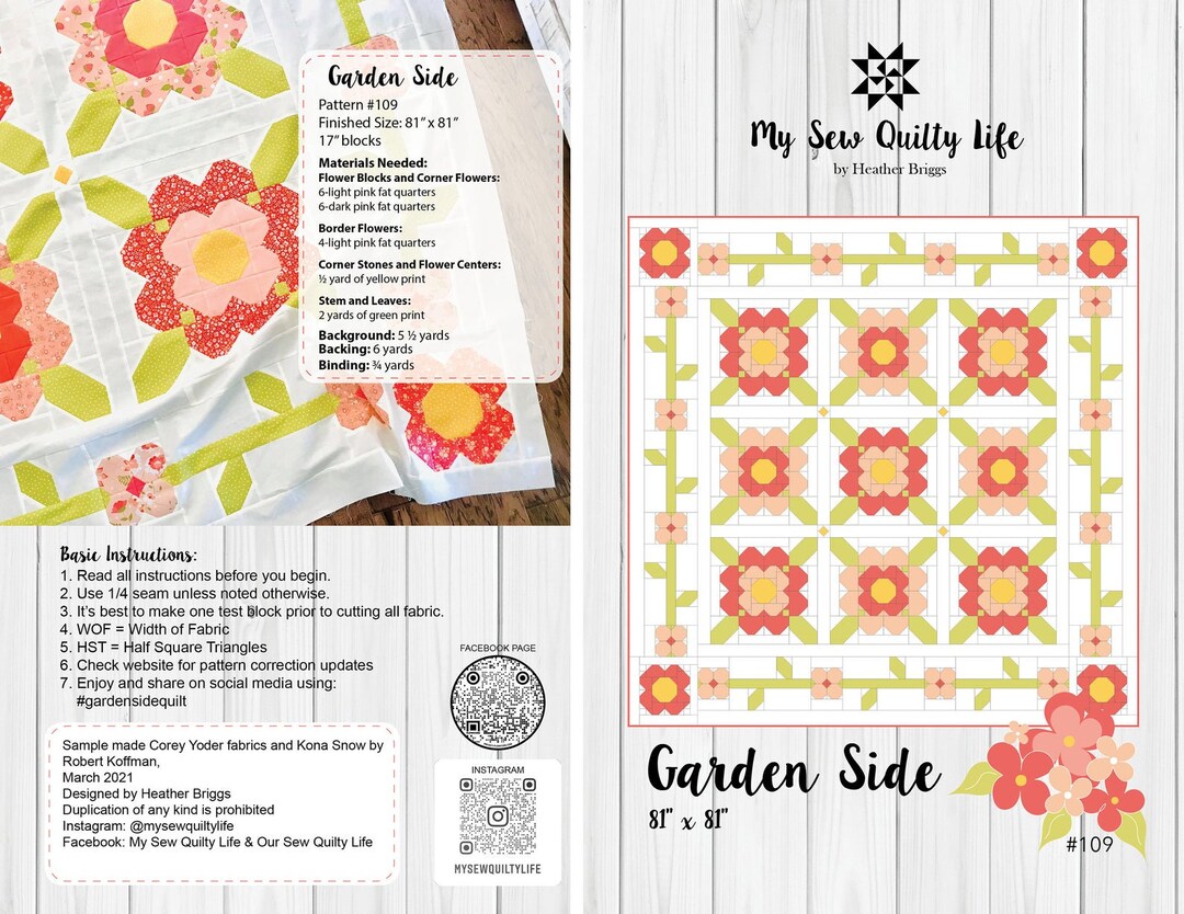 Garden Side Quilt Pattern by My Sew Quilty Life - Etsy