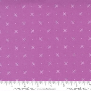 May include: A purple fabric with a white crosshatch pattern. The fabric is a quilting cotton and has a subtle texture.