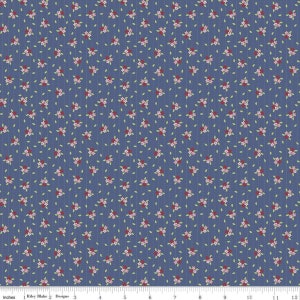Enchanted Meadow Scattered Flowers Denim for Riley Blake Designs- END OF BOLT