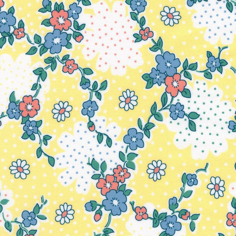 Blast From the Past Floral Vines Yellow by Darlene Zimmerman for