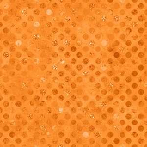 May include: Orange background with a pattern of evenly spaced, circular dots. Some dots have a glittery, textured appearance, while others are solid. The background has a mottled, aged look.
