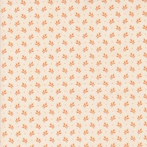 May include: Cream-colored fabric with a repeating pattern of small, orange-brown leaves. The leaves are arranged in a grid-like pattern, with each leaf having a delicate, detailed design. The fabric has a subtle texture.