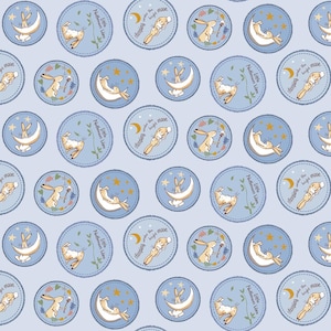 Guess How Much I Love You Badges Light Slate by Anita Jeram for Clothworks