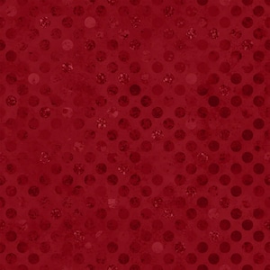 May include: A deep red background with a pattern of evenly spaced, dark red polka dots. The dots vary in size and texture, some appearing solid and others with a glittery effect, creating a textured, festive look.