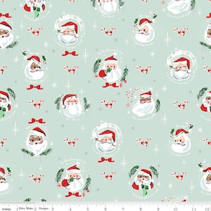 Twas Jolly Old Elf Lt Mint Sparkle by Jill Howarth for Riley Blake Fabrics