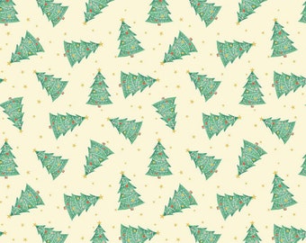 Holiday Cheer Trees Vanilla by My Mind's Eye for Riley Blake Designs END OF BOLT