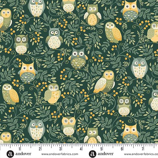 Hello Autumn Twilight Owls Green by Makeower UK