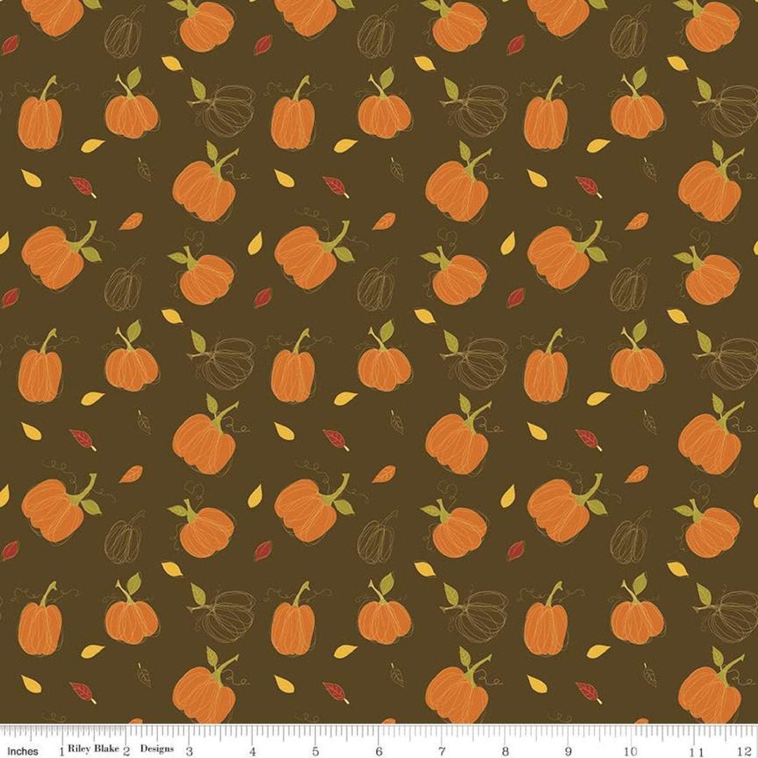 Adel in Autumn Pumpkins Chocolate for Riley Blake - Etsy
