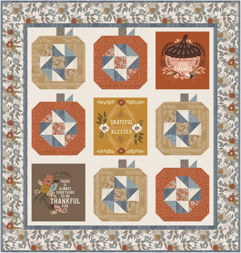 Slow Stroll Pumpkin Panel Quilt Kit Etsy