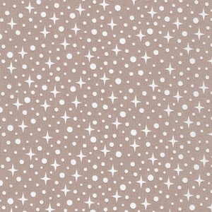 May include: A seamless pattern featuring white stars and circles on a light brown background.