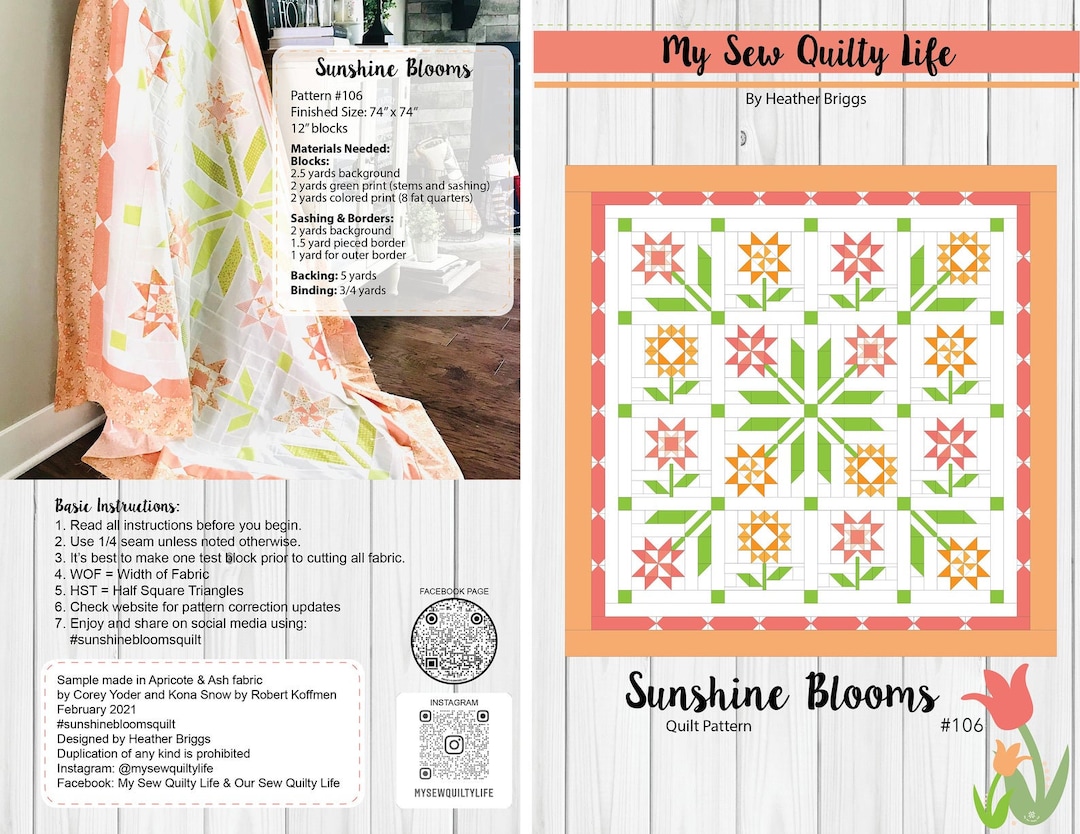 Sunshine Blooms Quilt Pattern by My Sew Quilty Life - Etsy