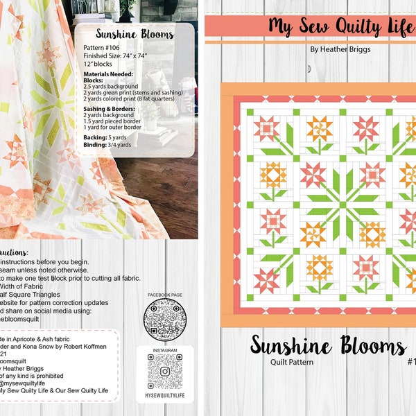 Sunshine Blooms Quilt Pattern by My Sew Quilty Life