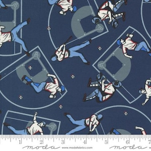 Play Ball Home Run Navy by Moda Fabrics
