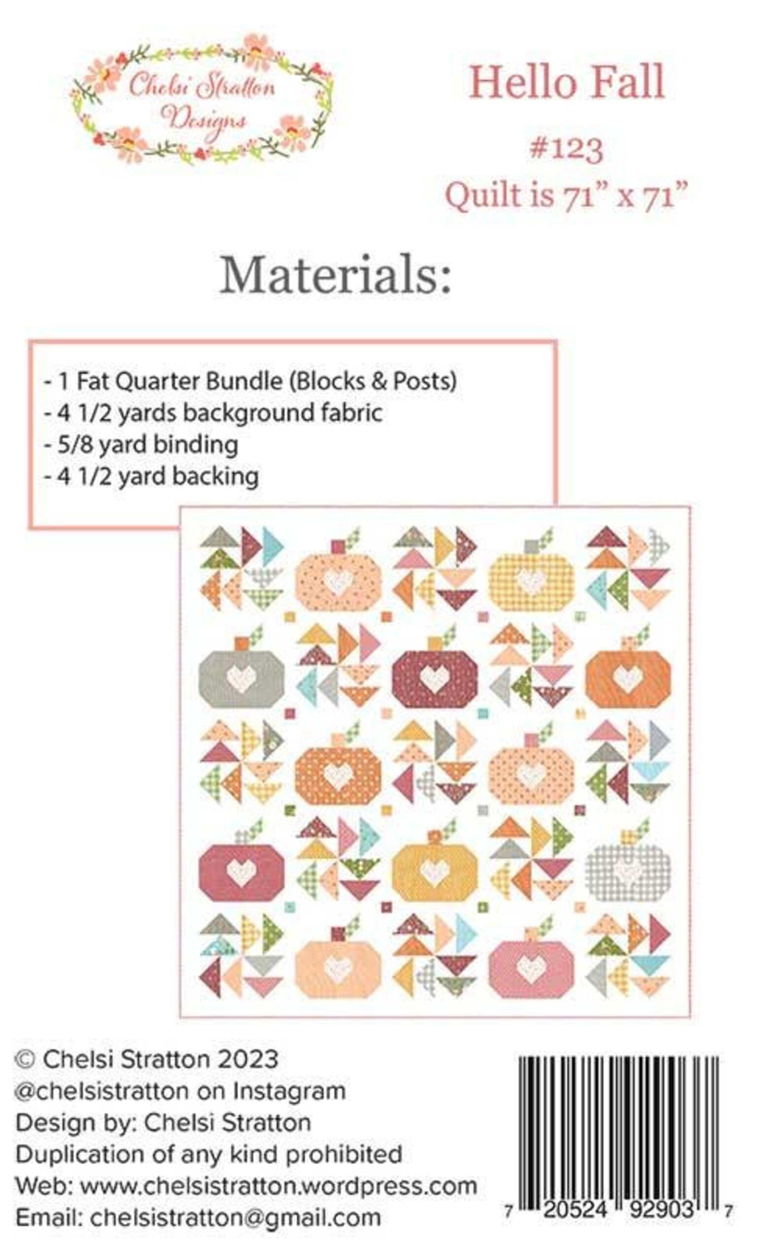 Hello Fall Quilt Pattern From Chelsi Stratton Designs - Etsy