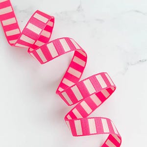 Bold Stripe Neon Pink/Off White Webbing 1&quot; by Stitch Supply Co.
